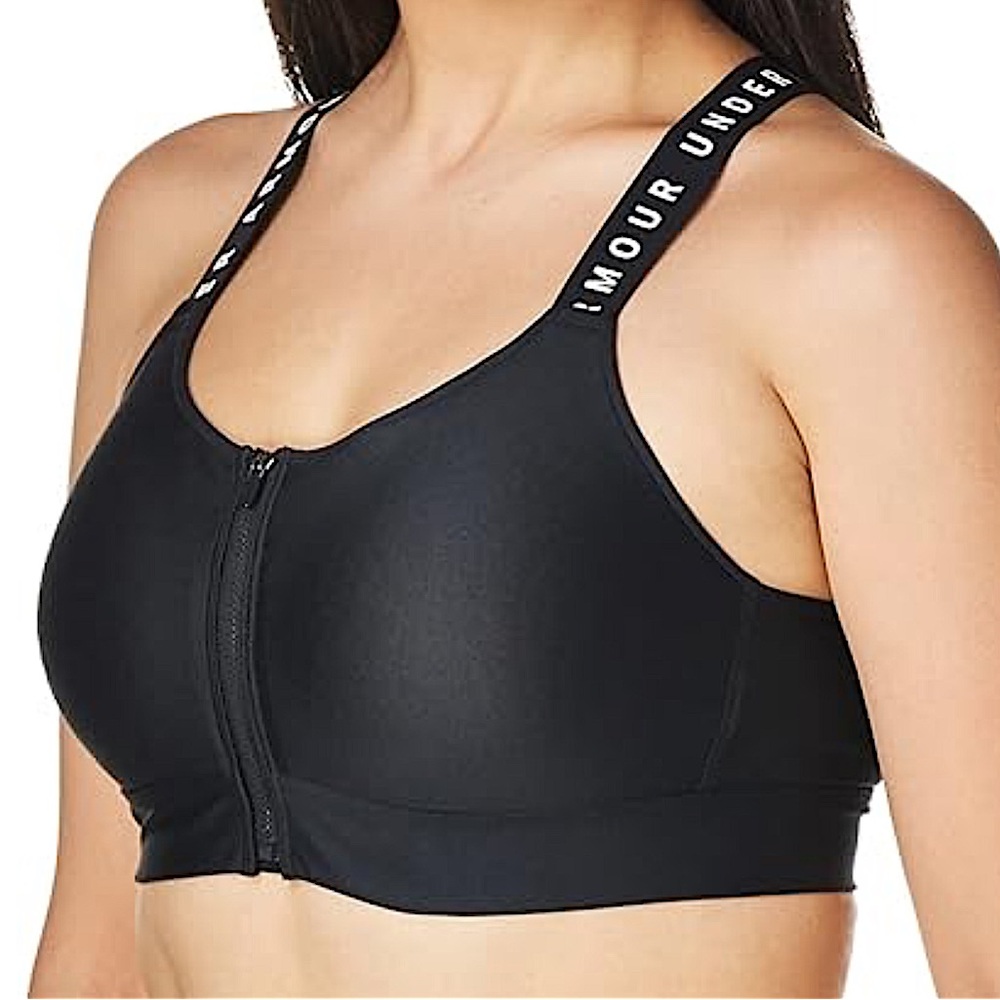 Under Armour S Infinity Hi Impact Black Front Zip Sports Bra! NEW!